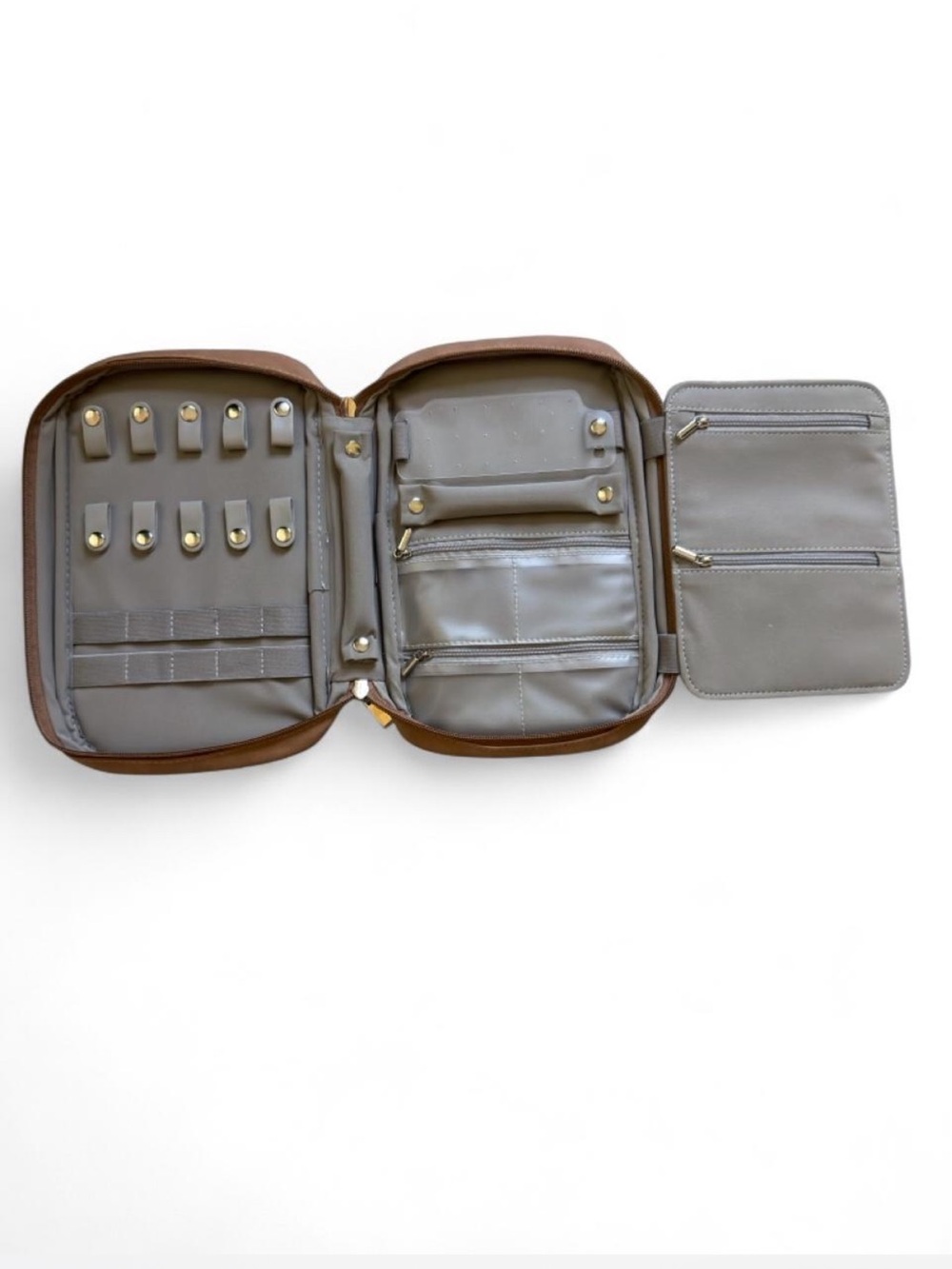 Leather Travel Jewelry Organizer for Men - Gray
